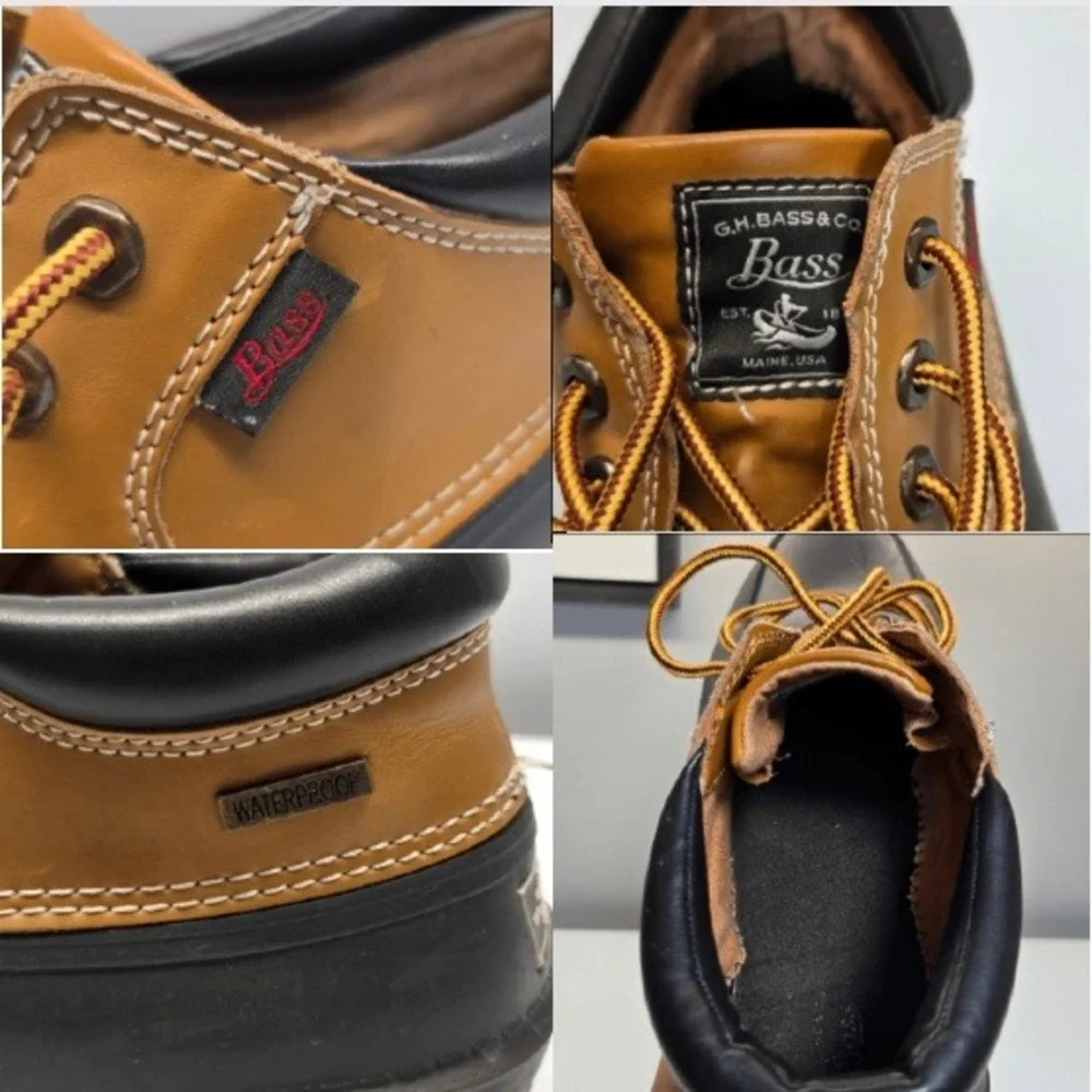 G.H. Bass Huey Duck Boots Men 12M Waterproof Leather Rubber Lace Up Rain Shoes